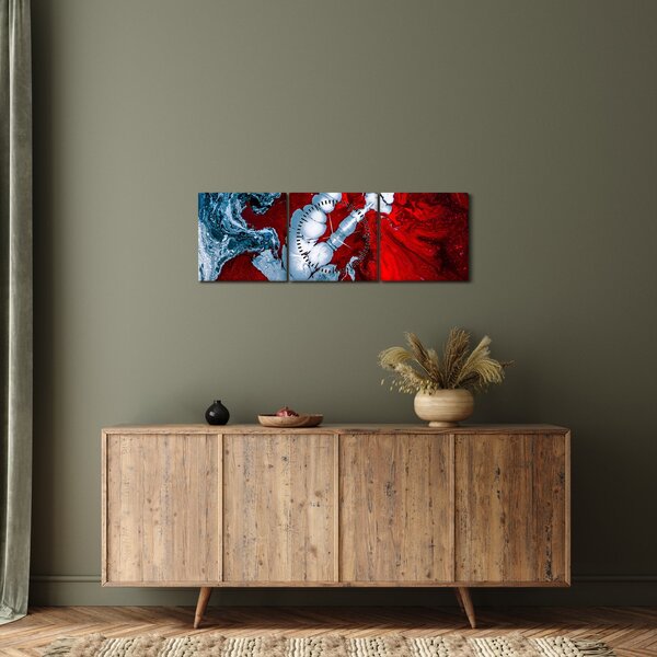 Obraz abstraktních skvrn (s hodinami) (90x30 cm)