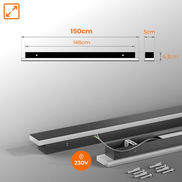 LED fasádní svítidlo 45 W, 150 cm, IP65, 4950 lm, neutrální bílá