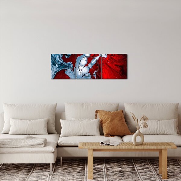 Obraz abstraktních skvrn (s hodinami) (90x30 cm)