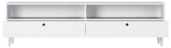 TV stolek s policí a skříňkami DULLUM 200x58cm, bílý