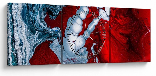 Obraz abstraktních skvrn (s hodinami) (90x30 cm)