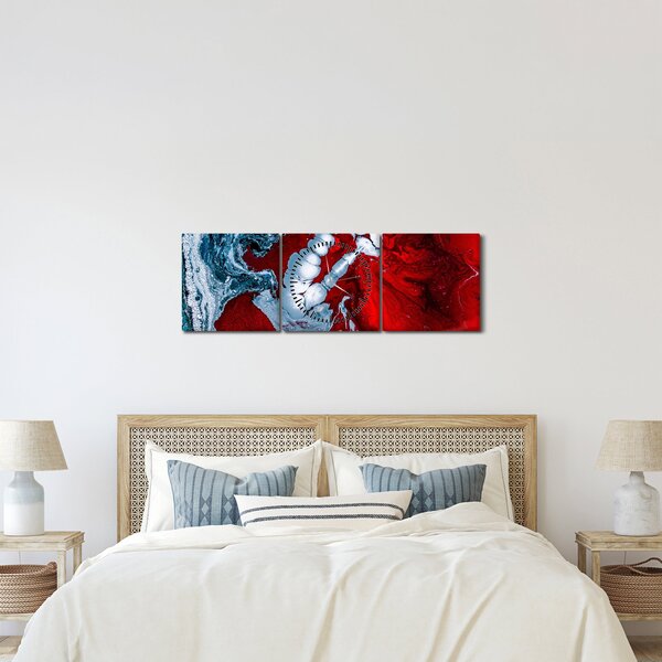 Obraz abstraktních skvrn (s hodinami) (90x30 cm)