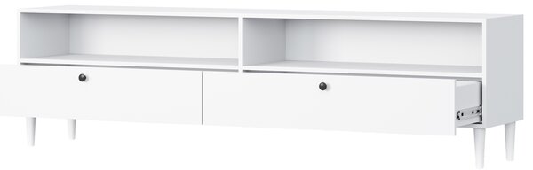 TV stolek s policí a skříňkami DULLUM 200x58cm, bílý