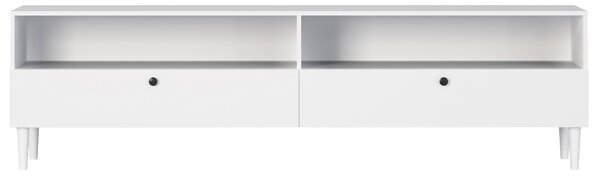 TV stolek s policí a skříňkami DULLUM 200x58cm, bílý