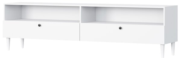 TV stolek s policí a skříňkami DULLUM 200x58cm, bílý