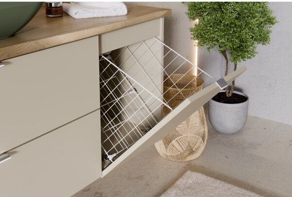 Comad Koupelnová skříňka pod deskové umyvadlo s košem na prádlo set Dalia Cashmere 100 kašmír