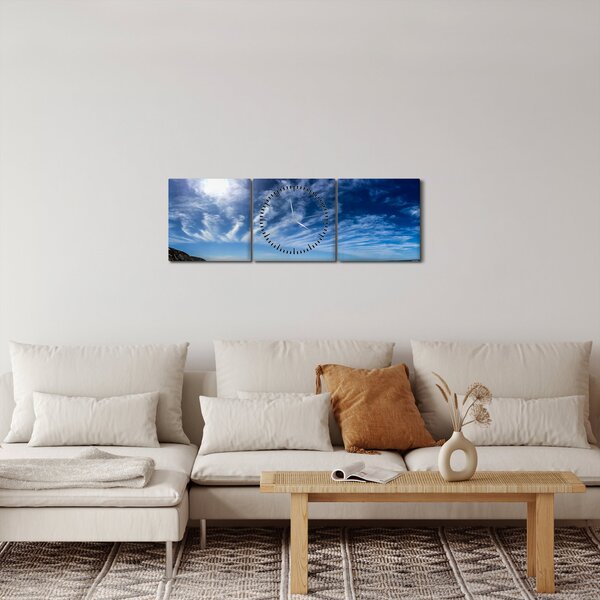 Obraz oblohy s mraky (s hodinami) (90x30 cm)