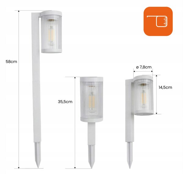 LED solární zápichové svítidlo, sada 2 ks, 100 lm, teplá bílá, IP65