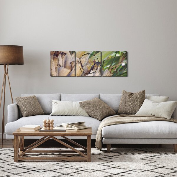 Obraz veverky na stromu (s hodinami) (90x30 cm)