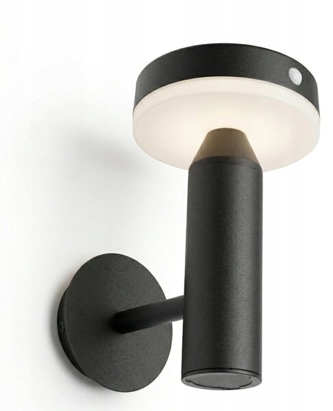 Černý solární LED reflektor, IP44, 4,5 W, 360 lm, 4000 K, 20,5 × 12,5 × 13 cm