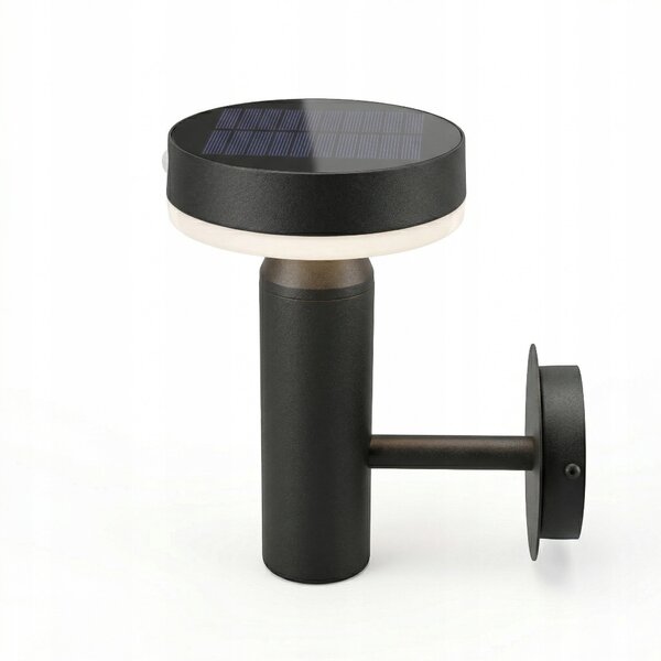 Černý solární LED reflektor, IP44, 4,5 W, 360 lm, 4000 K, 20,5 × 12,5 × 13 cm