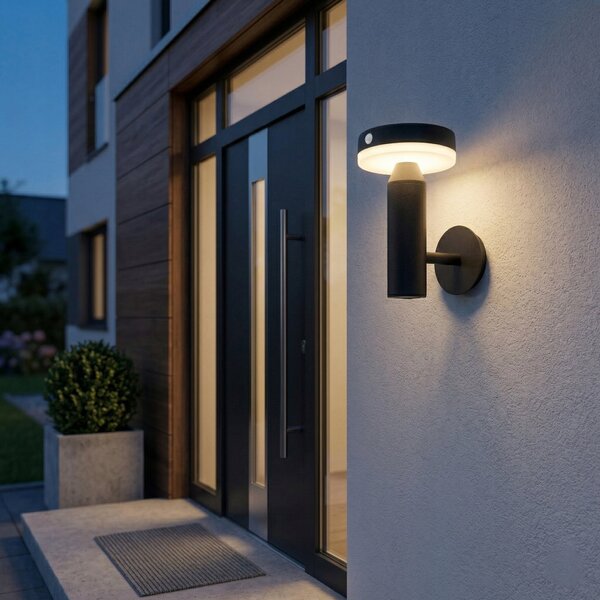 Černý solární LED reflektor, IP44, 4,5 W, 360 lm, 4000 K, 20,5 × 12,5 × 13 cm