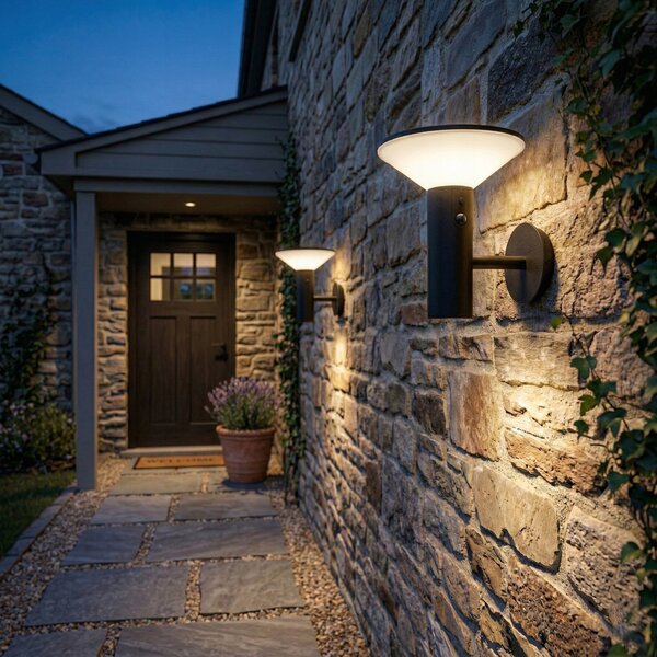 Černý solární LED reflektor, IP44, 2,3 W, 190 lm, 4000 K, 18 × 16 × 15 cm