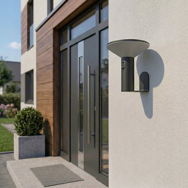 Černý solární LED reflektor, IP44, 2,3 W, 190 lm, 4000 K, 18 × 16 × 15 cm
