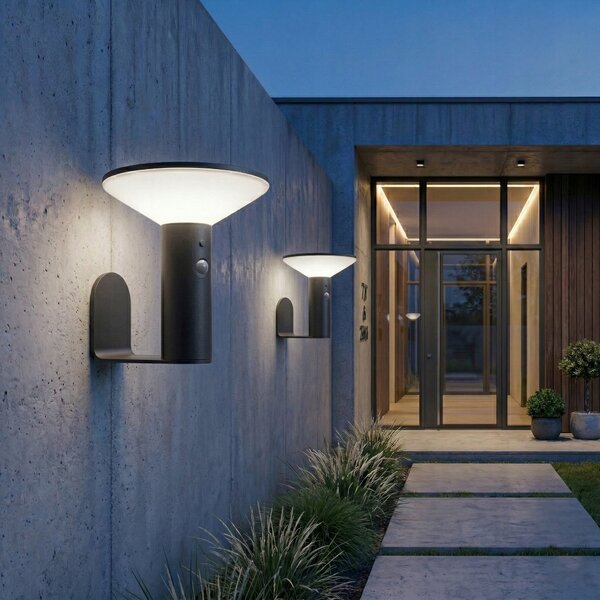 Černý solární LED reflektor, IP44, 2,3 W, 190 lm, 4000 K, 18 × 16 × 15 cm