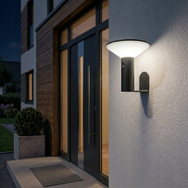 Černý solární LED reflektor, IP44, 2,3 W, 190 lm, 4000 K, 18 × 16 × 15 cm