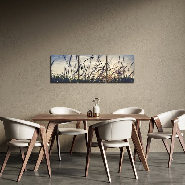 Obraz lučního kvítí (s hodinami) (90x30 cm)