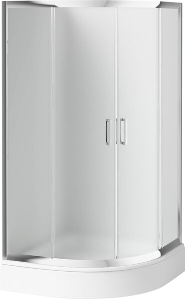 Deante Funkia, čtvrtkruhový sprchový kout s posuvnými dveřmi 80x80 cm, výška 170cm, 5mm sklo námraza, chromový profil, KYP_654K