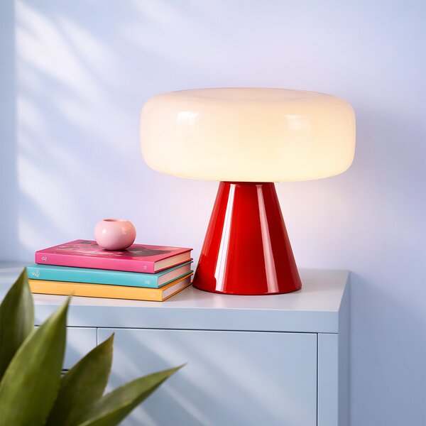 Retro stolní lampa červená s bílou - Knob