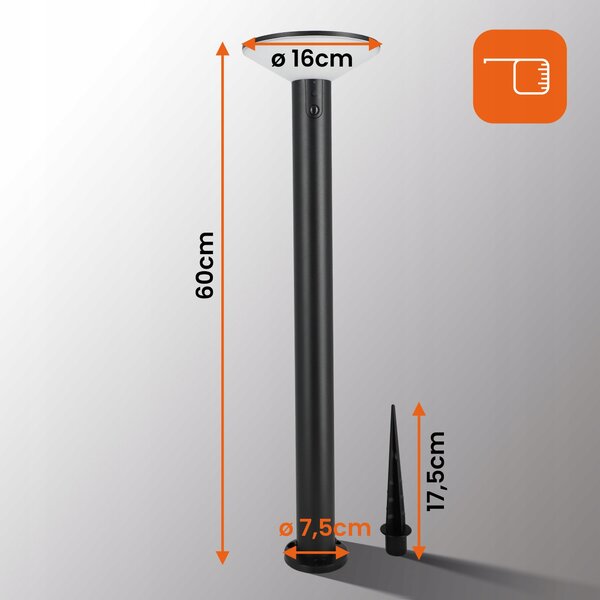 Černý venkovní osvětlovací sloupek, IP44, 2,3 W, 190 lm, neutrální bílá