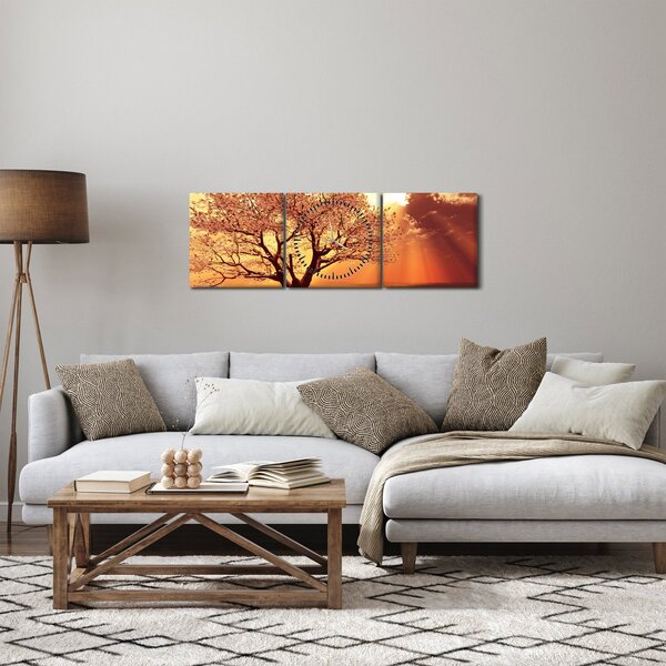 Obraz paprsků Boha (s hodinami) (90x30 cm)