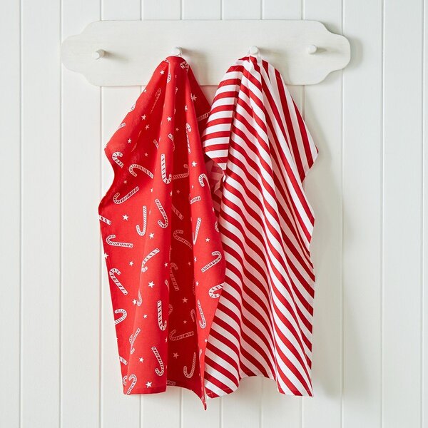 Bavlněné utěrky s vánočním motivem v sadě 4 ks 50x70 cm Candy Cane – Catherine Lansfield