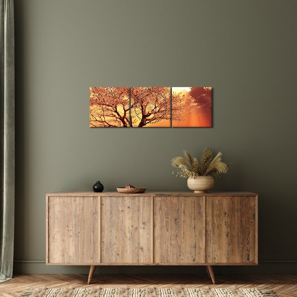 Obraz paprsků Boha (s hodinami) (90x30 cm)