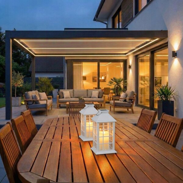 LED solární zápichové svítidlo, IP44, teplá bílá, 140 × 140 × 270 mm