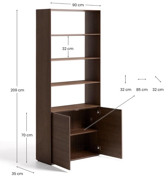 Kave Home Ořechová knihovna Visala 209 x 90 cm