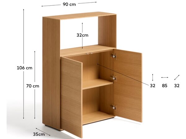 Kave Home Dubová knihovna Visala 106 x 90 cm