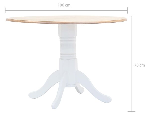 Jídelní stůl bílo-hnědý 106 cm masivní kaučukovník 247354