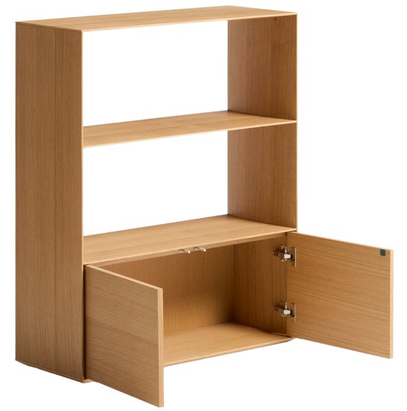 Kave Home Dubová knihovna Visala 106 x 90 cm se dvěma policemi