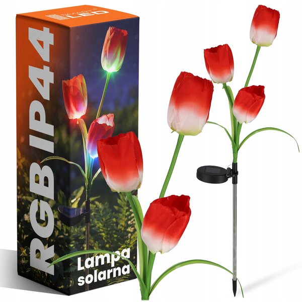 LED solární zápichové svítidlo Tulipán, RGB, IP44