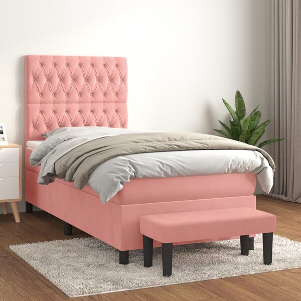 Box spring postel s matrací růžová 80 x 200 cm samet 3137994