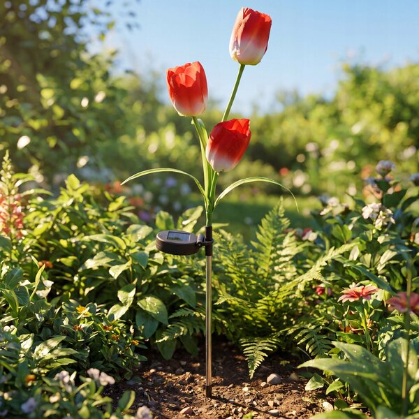 LED solární zápichové svítidlo Tulipán, RGB, IP44