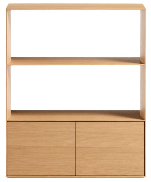 Kave Home Dubová knihovna Visala 106 x 90 cm se dvěma policemi