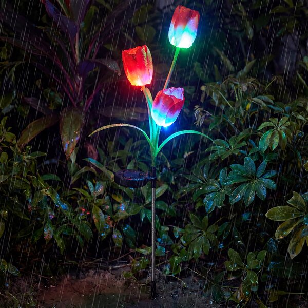 LED solární zápichové svítidlo Tulipán, RGB, IP44