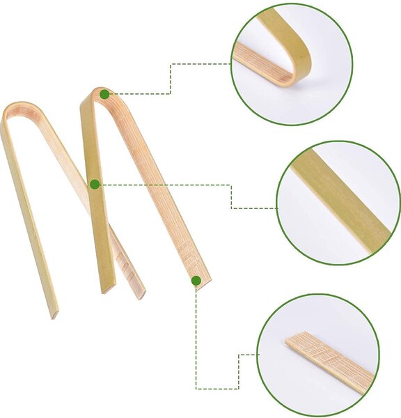 20 jednorázových kleští z bambusu, mini kleště na toustovač (9 cm)