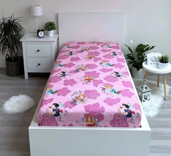 Jerry Fabrics Prostěradlo Princezny Pink 02 90x200x25 cm