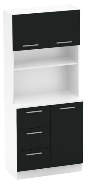 KONDELA Třídveřový kredenc, bílá/černá, LASET NEW
