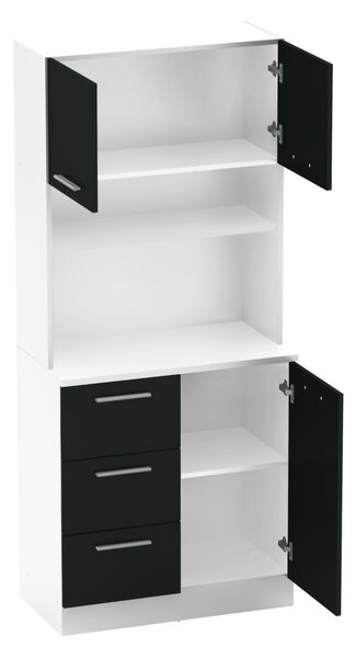 KONDELA Třídveřový kredenc, bílá/černá, LASET NEW