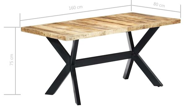 Jídelní stůl 160 x 80 x 75 cm masivní hrubé mangovníkové dřevo 247433