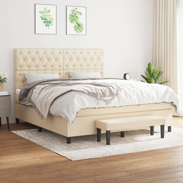 Box spring postel s matrací krémová 160x200 cm textil 3136850