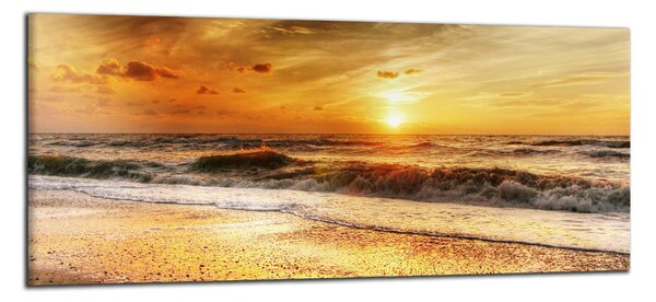 Obraz na plátně Západ slunce na pláži panorama