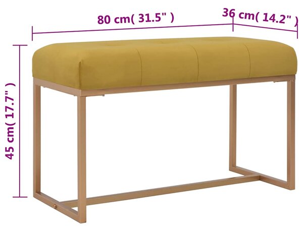 Lavice 80 cm hořčicová sametová 247556