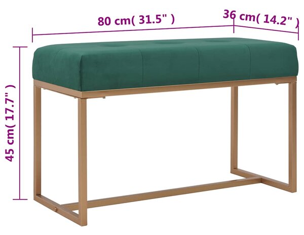 Lavice 80 cm zelená sametová 247555