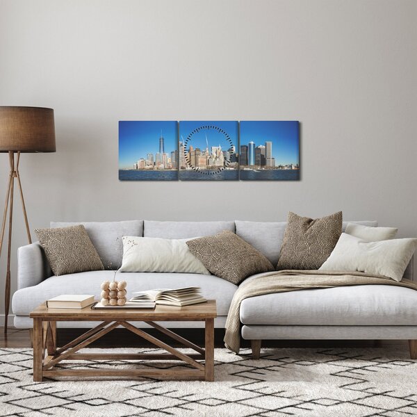 Obraz - Manhattan v New Yorku (s hodinami) (90x30 cm)