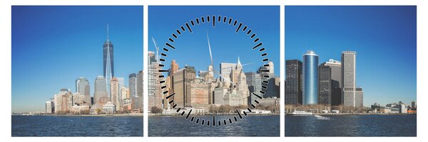 Obraz - Manhattan v New Yorku (s hodinami) (90x30 cm)