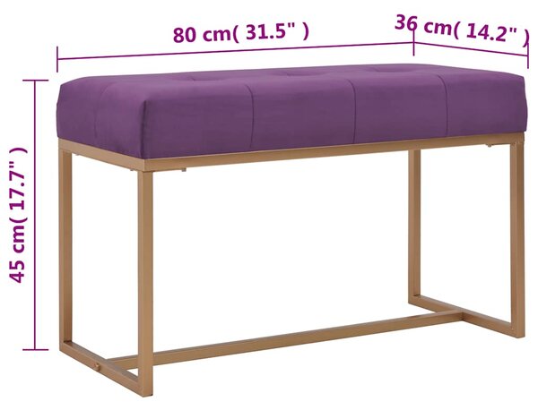 Lavice 80 cm fialová sametová 247557