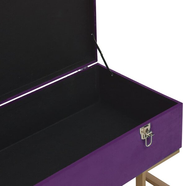 Lavice s úložným prostorem 105 cm fialová samet 247572